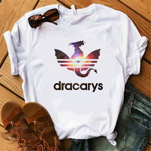 Dracarys GAME OF THRONE Female T Shirt Women Summer 2019 Dragon Print Tshirt White Casual Plus Size Streetwear Fashion T-shirts