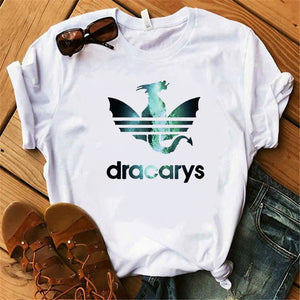 Dracarys GAME OF THRONE Female T Shirt Women Summer 2019 Dragon Print Tshirt White Casual Plus Size Streetwear Fashion T-shirts