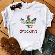 Load image into Gallery viewer, Dracarys GAME OF THRONE Female T Shirt Women Summer 2019 Dragon Print Tshirt White Casual Plus Size Streetwear Fashion T-shirts