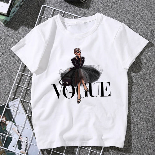 New Arrivals Fashion VOGUE Printed T shirt Women Harajuku Trend Style O-Neck T-Shirts Summer Short Sleeve Casual TShirt Tops