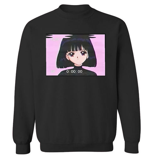 Hot Sale Autumn Hoodie Fashion Sad Girl Retro Japanese Anime Vaporwave Hoodies Men Funny Tops Harajuku Streetwear Sweatshirts