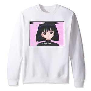 Hot Sale Autumn Hoodie Fashion Sad Girl Retro Japanese Anime Vaporwave Hoodies Men Funny Tops Harajuku Streetwear Sweatshirts