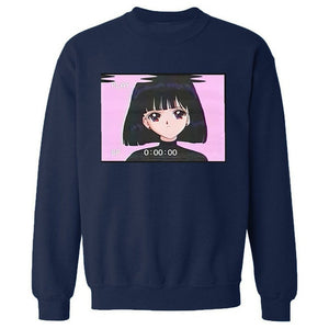 Hot Sale Autumn Hoodie Fashion Sad Girl Retro Japanese Anime Vaporwave Hoodies Men Funny Tops Harajuku Streetwear Sweatshirts