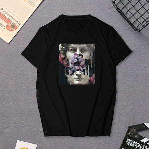 Harajuku Women's T-Shirt David Michelangelo Statue Print Tees Top Summer Rock Music Pop Star T-shirt Unisex Hip Hop Black TShirt