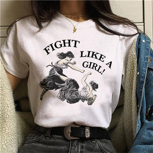 Feminists Harajuku T Shirt Women Feminism GRL PWR Ullzang T-shirt Girl Power 90s Graphic Tshirt Grunge Aesthetic Top Tees Female