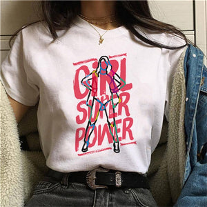 Feminists Harajuku T Shirt Women Feminism GRL PWR Ullzang T-shirt Girl Power 90s Graphic Tshirt Grunge Aesthetic Top Tees Female