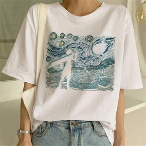 Van Gogh Oil Art women t shirt Print t-shirt female top Casual new streetwear tshirt graphic tee shirts Harajuku Femme 2019