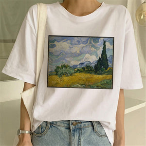 Van Gogh Oil Art women t shirt Print t-shirt female top Casual new streetwear tshirt graphic tee shirts Harajuku Femme 2019