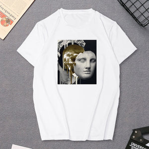 Harajuku Women's T-Shirt David Michelangelo Statue Print Tees Top Summer Rock Music Pop Star T-shirt Unisex Hip Hop Black TShirt