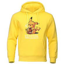 Load image into Gallery viewer, Cartoon Harajuku Men Hoodie NO COFFEE NO WORKEE Hoodies Pikachu Pokemon Sweatshirt Casual Mens Funny Streetwear Anime Pullover