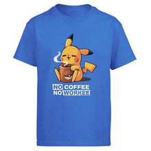 Load image into Gallery viewer, Pikachu Tshirt No Coffee No Workee Men T Shirt Tshirts 2019 Summer Cotton Short Sleeve Harajuku Cute T-Shirt Japan Anime Tees