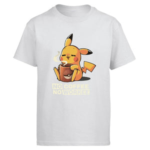 Pikachu Tshirt No Coffee No Workee Men T Shirt Tshirts 2019 Summer Cotton Short Sleeve Harajuku Cute T-Shirt Japan Anime Tees