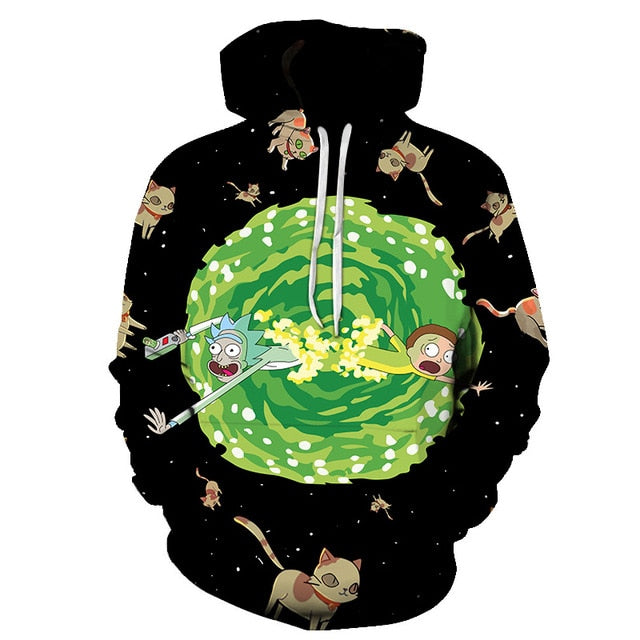 Hoodies Anime Rick and Morty 3D Print Hoodies Men Hoodie Loose Hooded Sweatshirt Streetwear 2019 hot sale 6XL