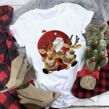 Load image into Gallery viewer, New kawaii reindeer t shirt women fashion Christmas Harajuku Short Sleeve t-shirt White Suitable all seasons Tshirt Tops clothes