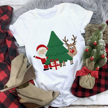 Load image into Gallery viewer, New kawaii reindeer t shirt women fashion Christmas Harajuku Short Sleeve t-shirt White Suitable all seasons Tshirt Tops clothes