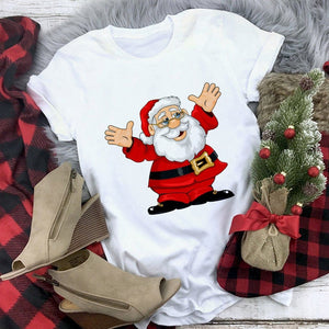 New kawaii reindeer t shirt women fashion Christmas Harajuku Short Sleeve t-shirt White Suitable all seasons Tshirt Tops clothes