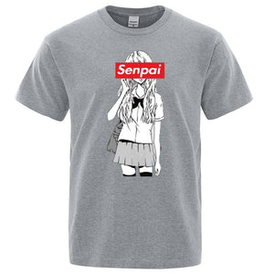 Senpai Anime Girl Nerdy Print T Shirt Summer Cotton Men's T-shirt Manga Streetwear Tee Tshirt Unisex Harajuku Clothes Tops Tees