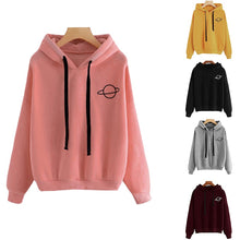 Load image into Gallery viewer, 2019 Autumn Women Hoodies Casual Planet Print Solid Color Loose Drawstring Sweatshirt Fashion Long Sleeve Hooded Female Tops