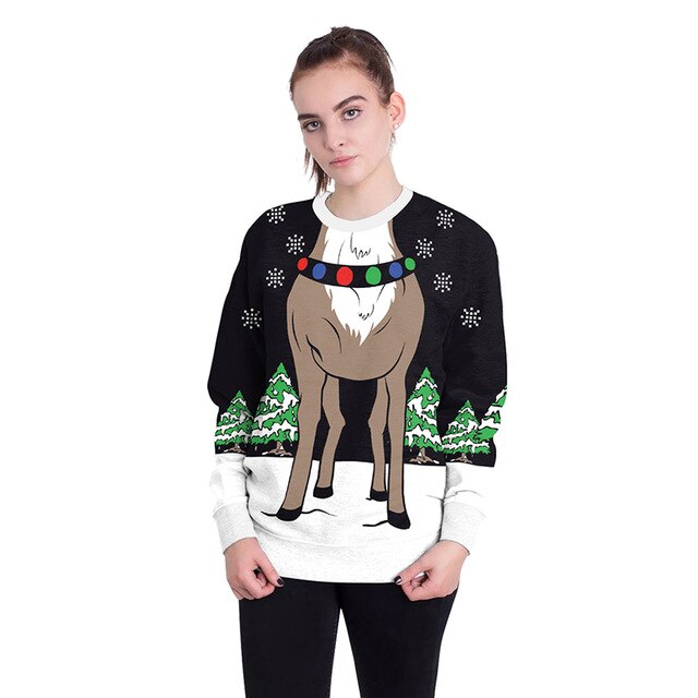 Women Long Sleeve Christmas Hoodies Sweathirts Pullovers Streetwear Sweatshirt Jingle Bell Casual Tracksuits Unisex Female Hoody