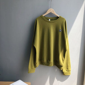 Female Korean Sweathirt Loose Thin Lazy O-neck Basic Pullovers Shirt Feminino Harajuku Jumper