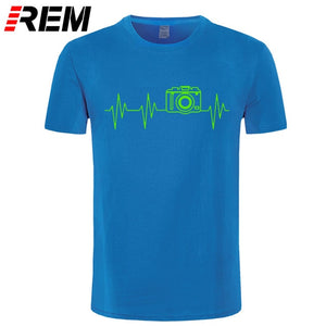 REM Mens t shirts fashion photographer heartbeat photo funny T shirt cotton short sleeve O neck t-shirts summer tshirt