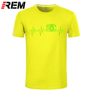 REM Mens t shirts fashion photographer heartbeat photo funny T shirt cotton short sleeve O neck t-shirts summer tshirt