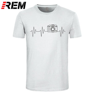 REM Mens t shirts fashion photographer heartbeat photo funny T shirt cotton short sleeve O neck t-shirts summer tshirt