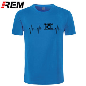 REM Mens t shirts fashion photographer heartbeat photo funny T shirt cotton short sleeve O neck t-shirts summer tshirt