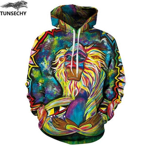 TUNSECHY Men/Women Hoodies With Hat Hoody Print Color Blocks Autumn Winter 3D Sweatshirts Hooded Hood Tops Wholesale and retail