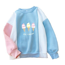 Load image into Gallery viewer, Autumn Winter Women&#39;s Ice Cream Blue Pink Sweathirt Thick Loose Tops Cute Hoodies Letter Shirt Pink Hoody moleton feminina