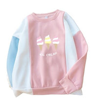 Load image into Gallery viewer, Autumn Winter Women&#39;s Ice Cream Blue Pink Sweathirt Thick Loose Tops Cute Hoodies Letter Shirt Pink Hoody moleton feminina