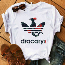 Load image into Gallery viewer, Dracarys GAME OF THRONE Female T Shirt Women Summer 2019 Dragon Print Tshirt White Casual Plus Size Streetwear Fashion T-shirts