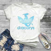 Load image into Gallery viewer, Dracarys GAME OF THRONE Female T Shirt Women Summer 2019 Dragon Print Tshirt White Casual Plus Size Streetwear Fashion T-shirts